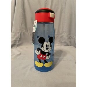 NEW Zak! Everyday Smiles Blue Mickey Mouse 17oz Water Bottle Hinge Lid w/ Straw
